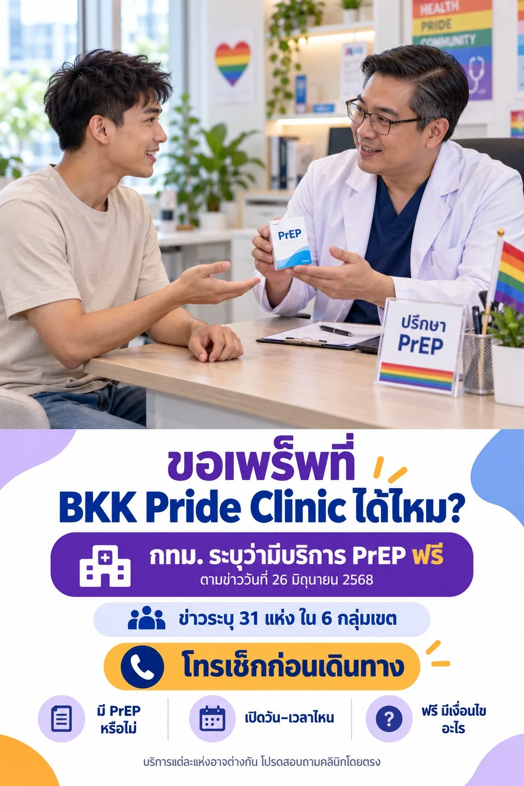 ขอเพร็พที่ BKK Pride Clinic ได้ไหม อยู่กลุ่มเขตไหนบ้าง
